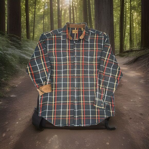 St. John's Bay Shirt Men L Plaid Flannel Chore Jacket Shacket Button Up Cotton - Picture 1 of 10